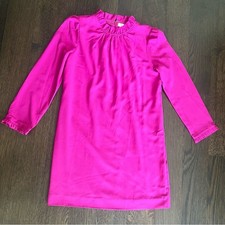 J. Crew Magenta Ruffle Neck Shift Dress