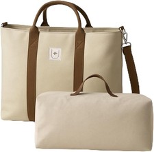 2-IN-1 OVERSIZED BEACH TOTE BAG W/ REMOVABLE COOLER WATERPROOF CANVAS