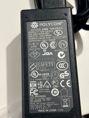 NEW! Polycom VoIP Phone IP 24V Power Supply PN:1465-42340-002