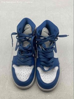 Nike Boys Air Jordan 1 Retro High OG Gray White Blue Leather Sneakers Size 5Y
