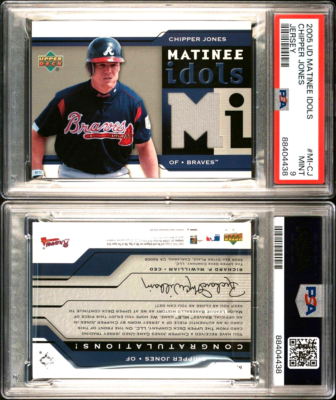 🪓HOF📈 Chipper Jones Game-Worn Used Jersey 2005 Upper Deck Matinee Idols #MI-CJ view 5