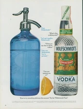1962 Wolfschmidt's Vodka Blue Soda Bottle Lemon Summer Drink Vintage Print Ad L3