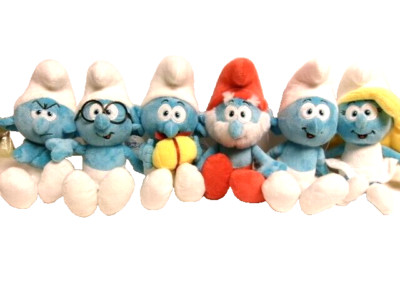 Smurfs Doll, Smurf, Papa, Smurfette, Brainy, Grouchy, Jokey Smurfs Plush 6pc
