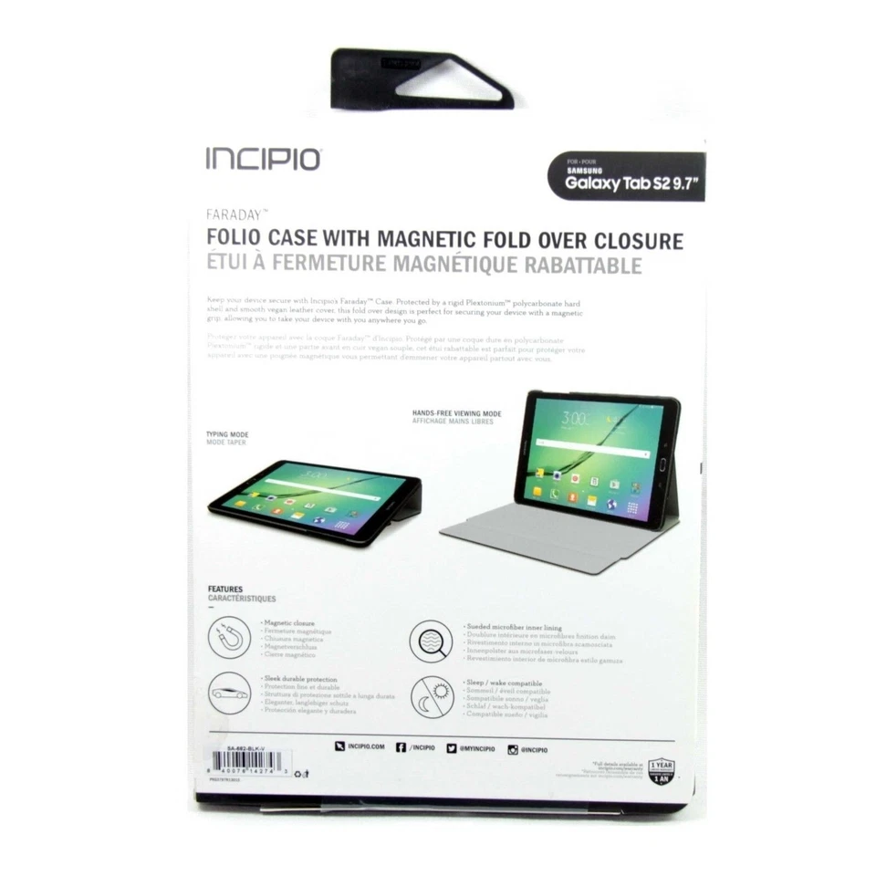 INCIPIO CASE FOR SAMSUNG GALAXY TAB S2 9.7 FARADAY FOLIO SLEEP WAKE SA-682-BLK-V - Image 3 of 3