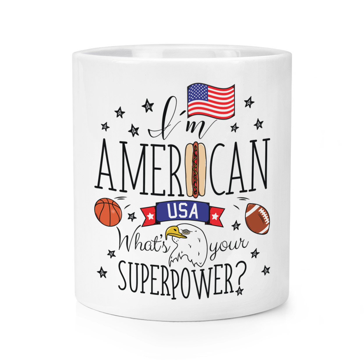 I'm American What's Your Superpower Makeup Brush Pencil Pot - USA Flag America