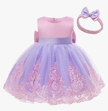 Princess Dress Pageant Party Lace Embroidery With Bow For Toddler Girls
