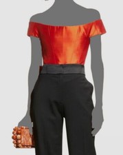 421 Rozie Corset Women's Orange Off-Shoulder Silk Corset Top Size US 4/ FR 36
