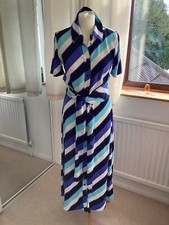 M&S Collection Blue Mix Dress, Size 6, Worn Once, Striped, Viscose, SS, Collared