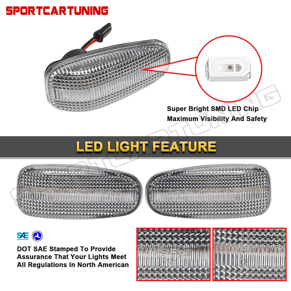 Amber Side Marker Light For Mercedes Benz C-Class C124 C208 W210 R170 W638 W414 Foto 4 de 4