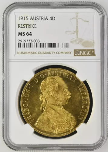 1915 Austria 4D RESTRIKE NGC MS 64