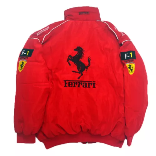 NEU Erwachsene Rennjacke Vintage, Ferrari Jacke, bestickte Baumwolle wattiert heiß - Bild 22 von 36