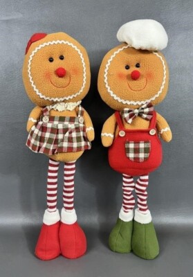 Gingerbread Man Woman /Boy And Girl 22 Inches Tall Christmas Decor Pair