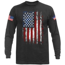 Large Vertical US Flag USA American Pride Patriot Patriotic Graphic Long Sleeve
