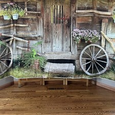 Kate Backdrop Retro Western Wooden House Barn Door Photo Selfie