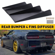 For Dodge Challenger Rear Diffuser 4 Shark Fins Bumper Lip Splitter Spoiler NEW