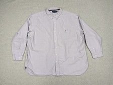 Ralph Lauren Polo Shirt Mens Blue 4XB Big Oxford Knit Long Sleeve Preppy Pony