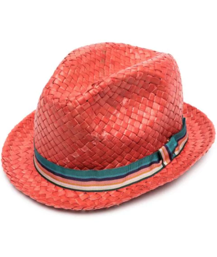 PAUL SMITH Bovens Orange Straw Fedora 