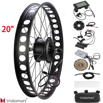 20inch 48V 1000W Elektrisch Fahrrad Hinten Motor Rad Umbausatz Fat Reifen LCD