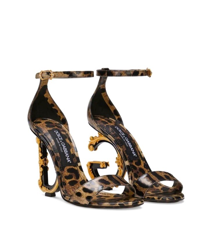 Dolce & Gabbana Leopard Baroque Heel Sandals animal Print 37 | eBay