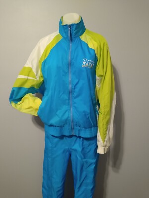 Puma Vintage Medium Neon Yellow & Blue nylon Tracksuit Set