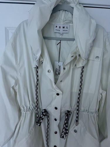Proenza Schouler PSWL Damen Optic White Slouchy Mantel Crinkle Baumwolle Größe S - Bild 5 von 15