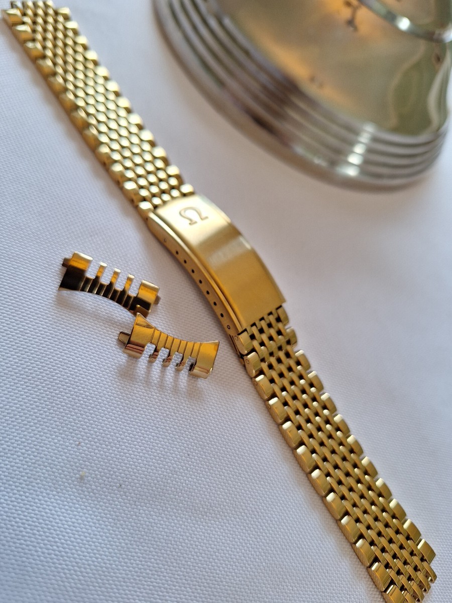 Omega Replacement Beads Of Rice Vintage Watch Strap 18K Yellow