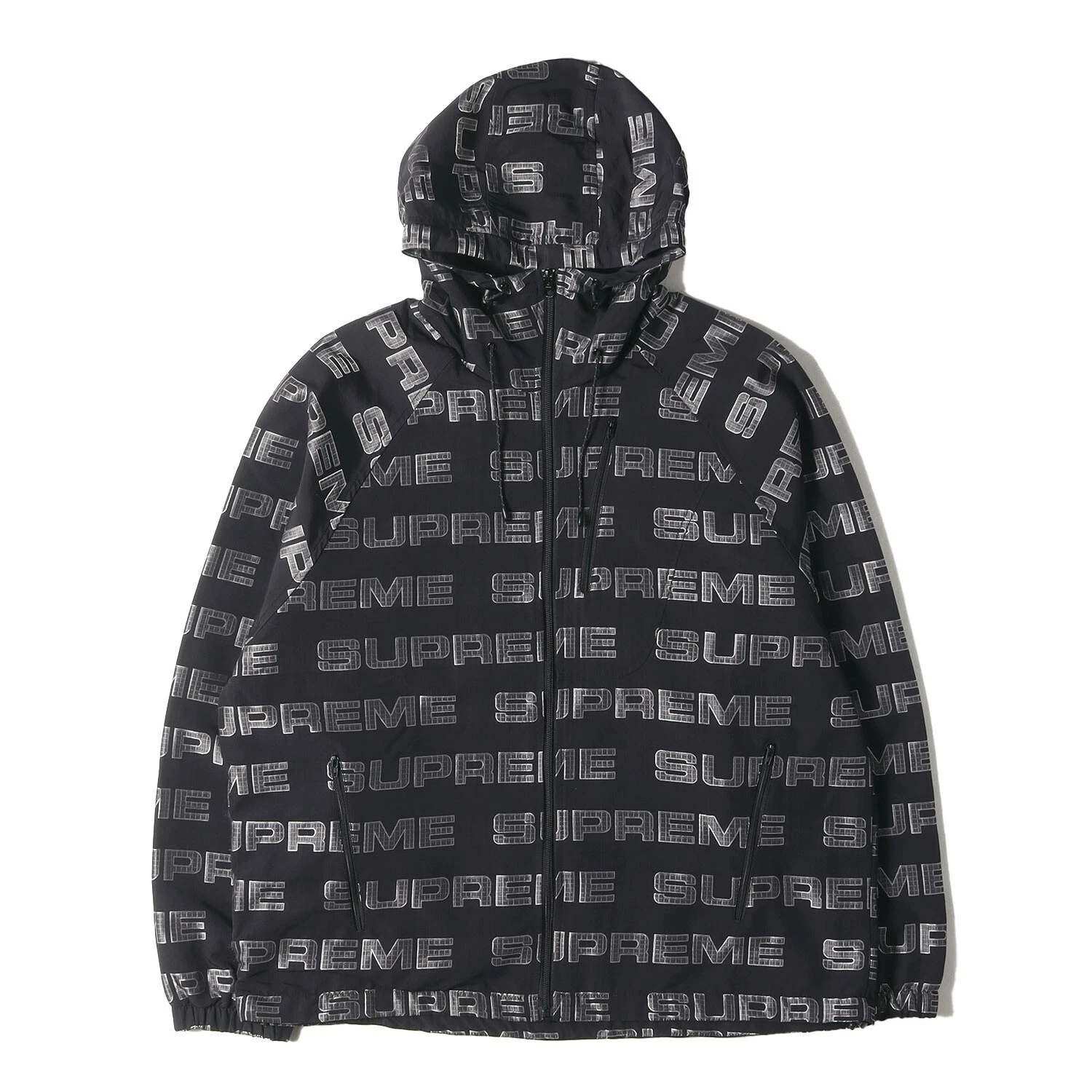 Veste de survêtement parka à capuche Ripstop logo marque Supreme noir taille L survêtement