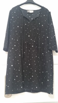 Jaeger Boutique London Black Star Print Dress Size UK 16 US 14 fit 12 l XL Large