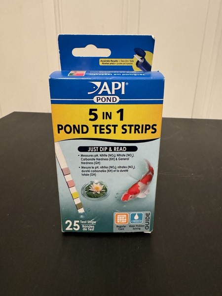 Tiras reactivas API Pond Care 5 en 1 para estanques 5 pruebas Nº2, No3,KH,GH, pH 25 tiras