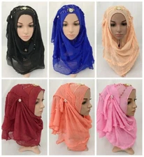 Fashion Rhinestone 1 piece Al Amira Muslim women One size Polyester Hijab
