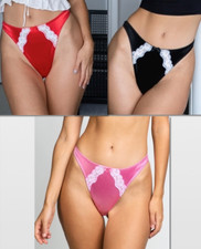 THREE Katie  Laura's Fancy Satin JULIET THONG Panties