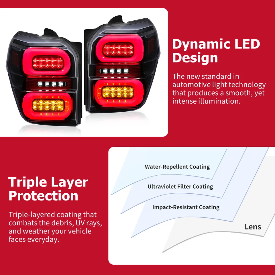 Luces traseras LED negras de tubo 10-23 para Toyota 4Runner 2010-2023 2020 Foto 3 de 4