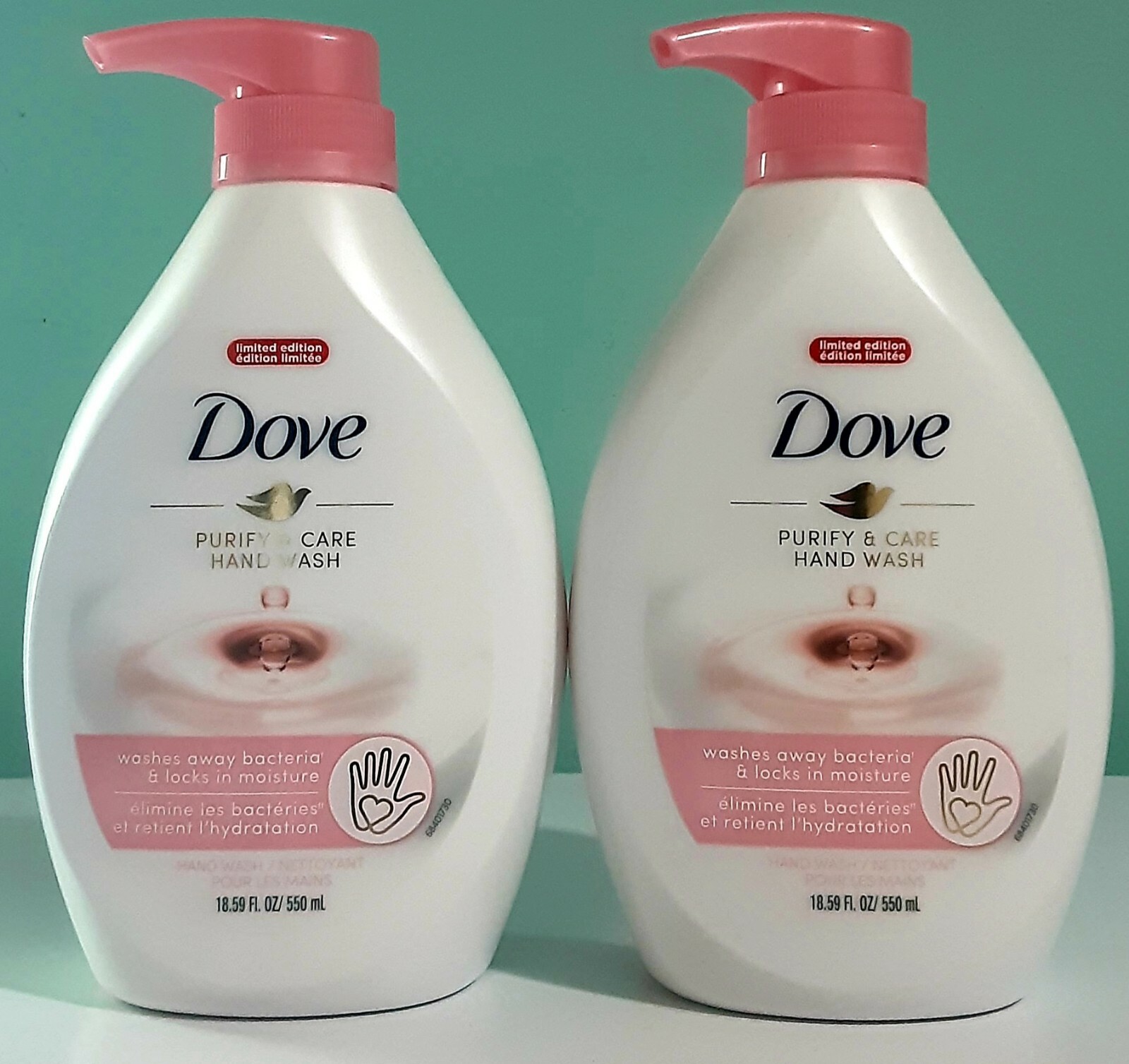 2 Dove Purify And Care Hand Wash/Soap Peach 18.59 Oz