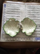 Vintage Ceramic  LEAF chip and dip serving tray dish Porcelain HANDMADE IN SPAIN
