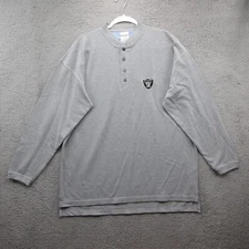 Raiders Vintage Long Sleeve Henley Shirt Mens Extra Large Gray Football Oakland
