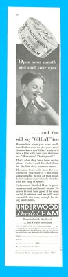 1933 UNDERWOOD Deviled Ham Sandwich PRINT AD schoolboy lunch mail in offer
