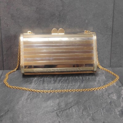 Vintage Metall Clutch Colombetti Handtasche Klein Made In Italy Retro 60er