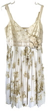 Anthropologie DELETTA Floral Neutral Tea and Sweets DRESS Size M Eyelet