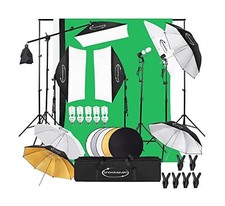 Photography Lighting Kit, Softbox Lighting Kit with Photo Backdrop for Produc...