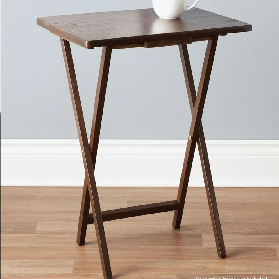Mainstays Indoor Folding TV Tray Table Lightweight Portable Tray Table- Walnut - Image 2 of 4