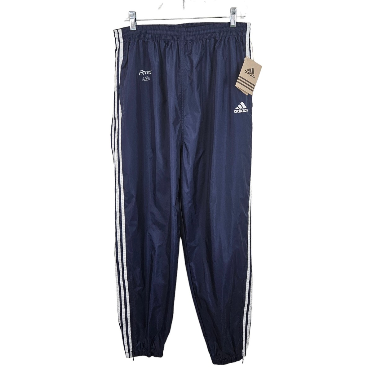Adidas Vintage Nylon Navy Blue Track Pants Men's XL 3 Stripes