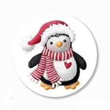Adorable Penguin in Santa Hat Christmas Favors Scrapbook Stickers Envelope Seals