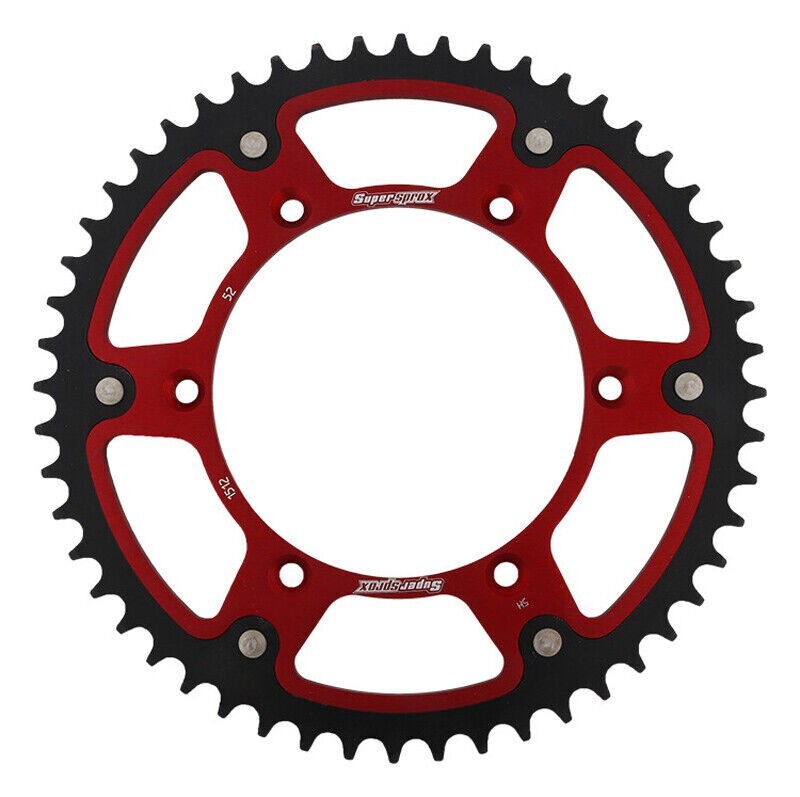 Couronne bi-métal pas 520 Supersprox Stealth RST-1512-52-RED pour kit chaîne moto 52T