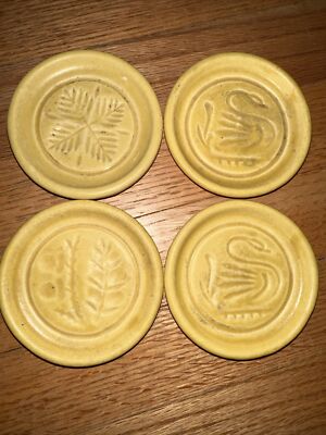 VINTAGE SIGNED PIGEON FORGE POTTERY OLD BUTTERMOLD PRINTS ASHTRAYS OR COASTERS
