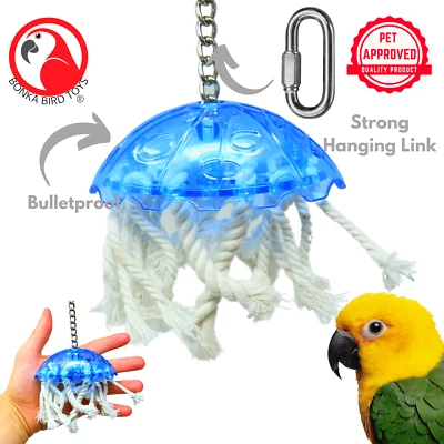 Bonka Bird Toys 0042 Small Jellyfish Bulletproof Tug Pull Cage Toy Conure Quaker
