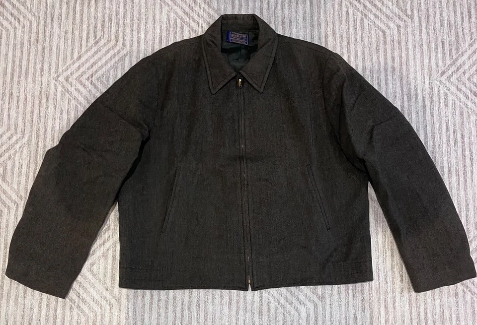 Vintage 1950s Pendleton Wool Jacket Men’s Large Olive Green - Image 2 of 4