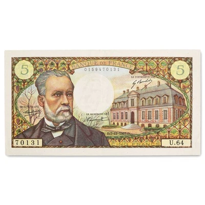 France - billet 5 francs Pasteur 1967 - SUP - F.61.06 - papier craquant - Photo 1/2