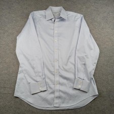 Charles Tyrwhitt Shirt Mens 16.5 34/35 Blue Check Slim Fit Non Iron Long Sleeve