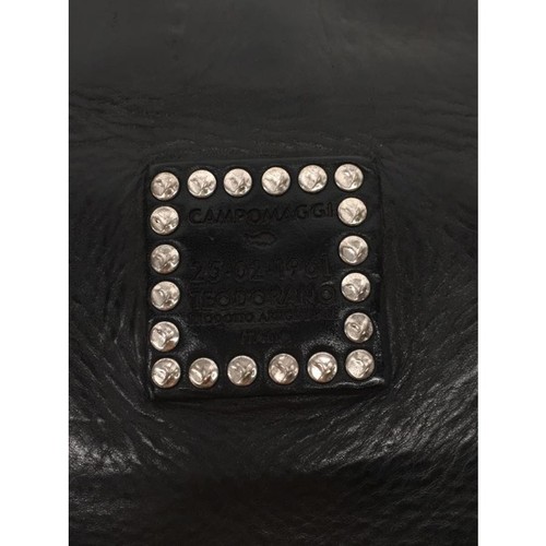 CAMPOMAGGI Woman hand bag Leather Black Round studs authentic zip - Picture 5 of 6