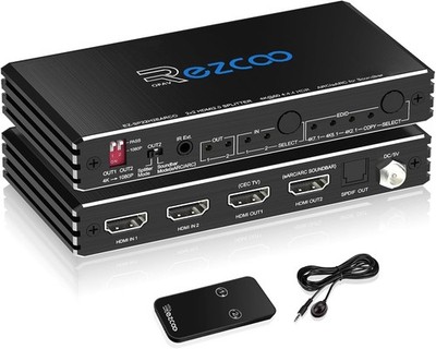 4K 60Hz HDMI 2.0 Splitter ARC eARC 1 in 2 Out 2 Input 2 Output
